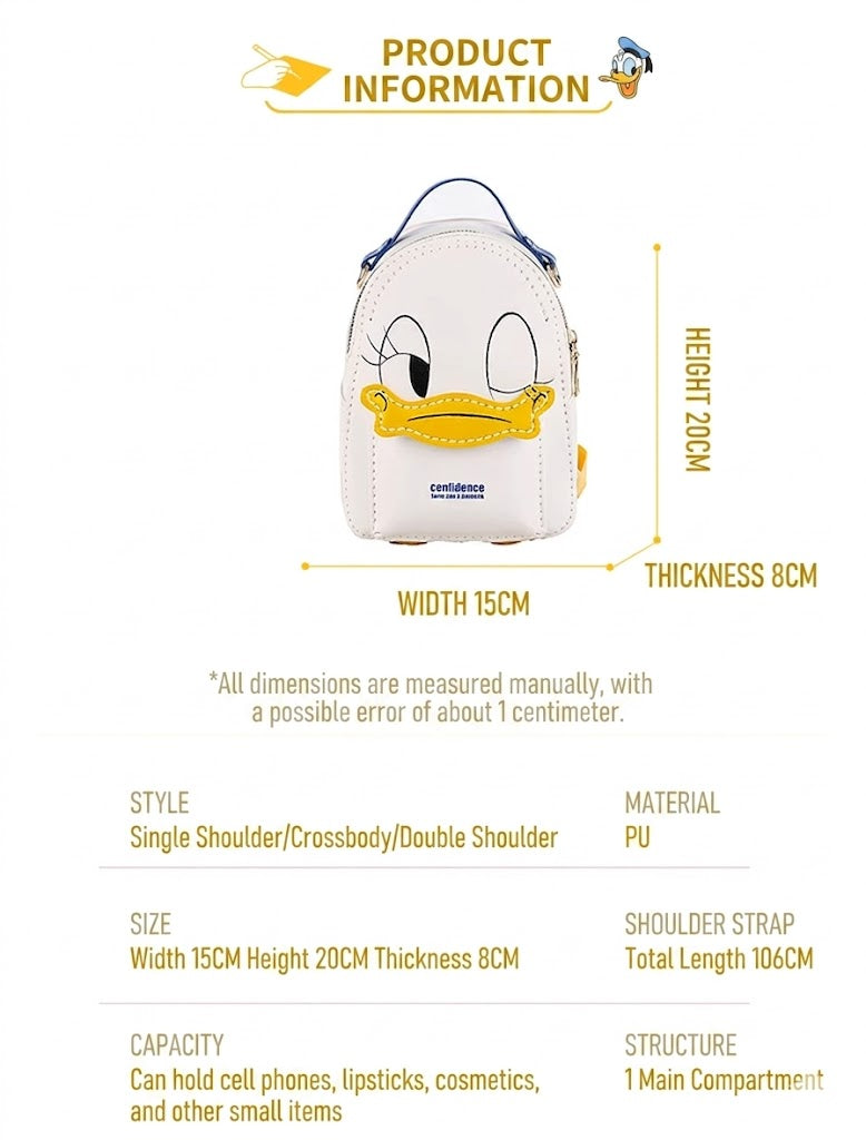 3-in-1 Cute Duck Mini Backpack Crossbody Bag