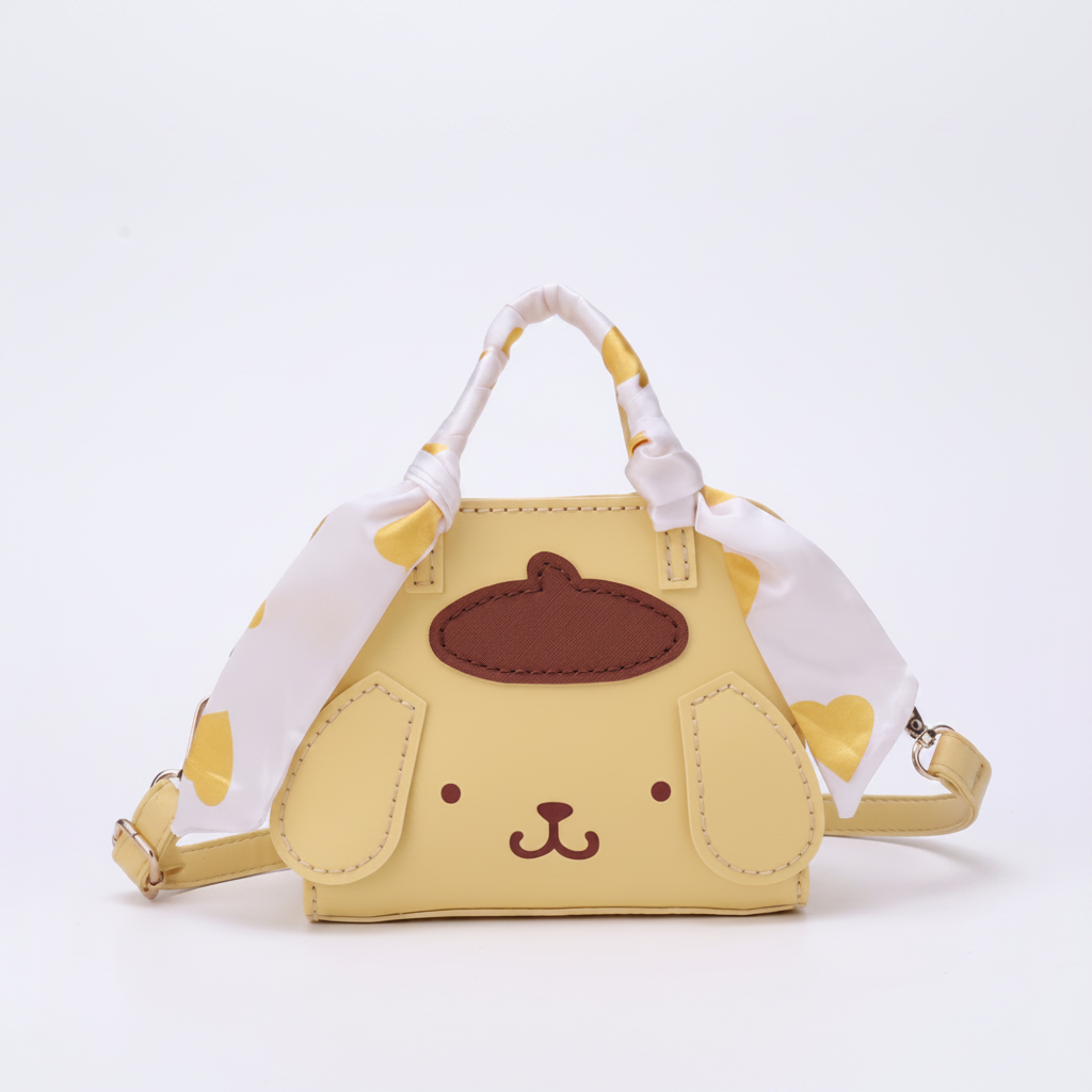 Cute Anime Character PU Leather Mini Crossbody Bag – Ribbon Edition