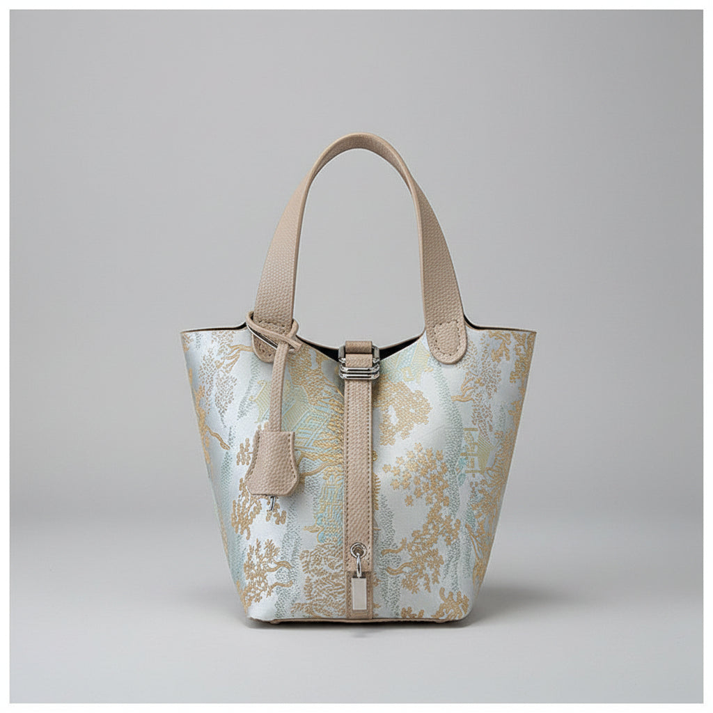 DIY Oriental Jacquard Minimalist Bucket Bag