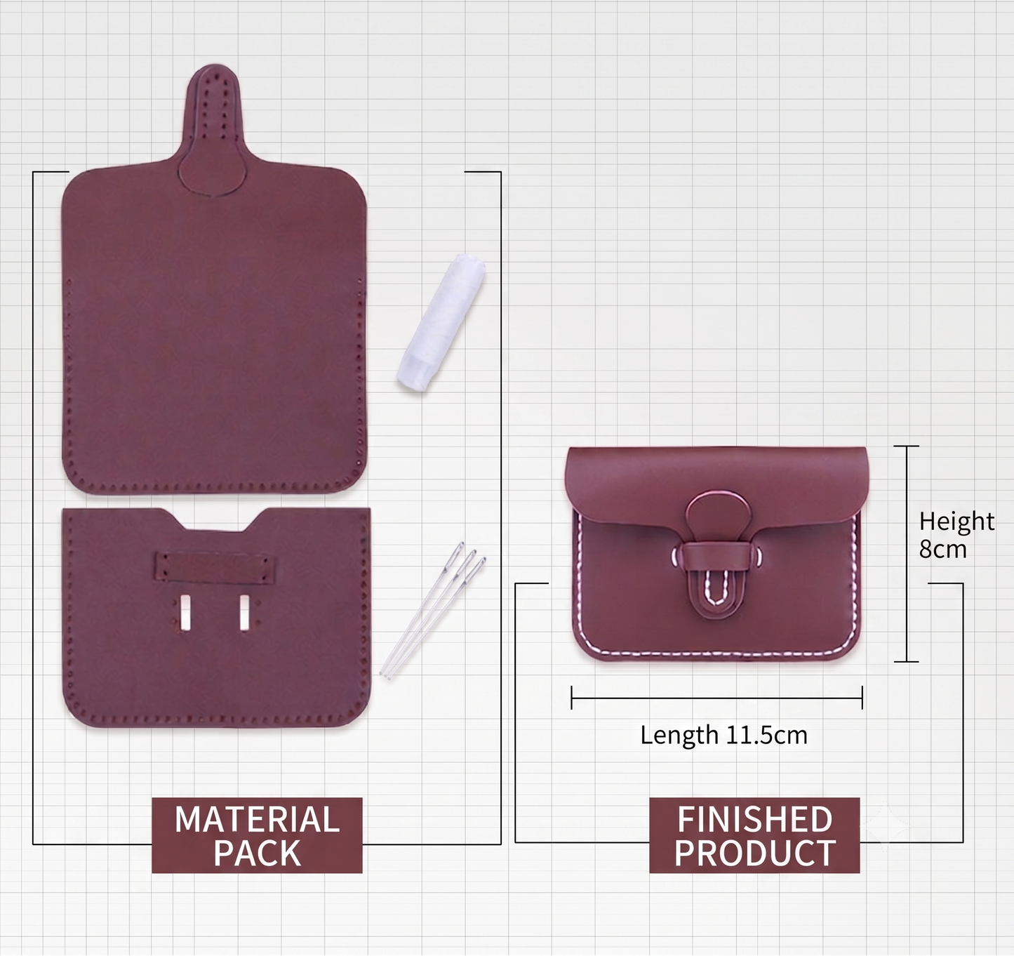 DIY Stitching Leather Pouch Kit – Classic Button Card Sleeve
