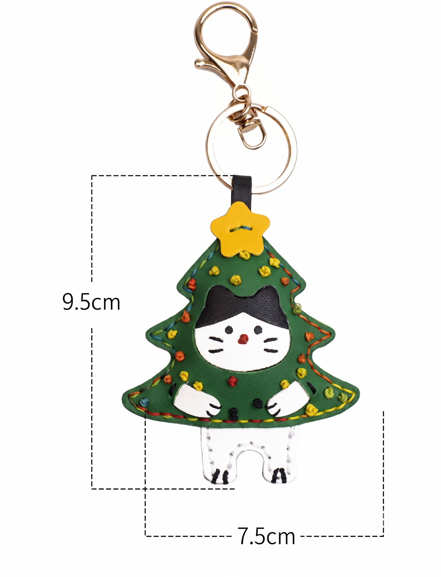 DIY Christmas Tree Cat Leather Keychain Kit