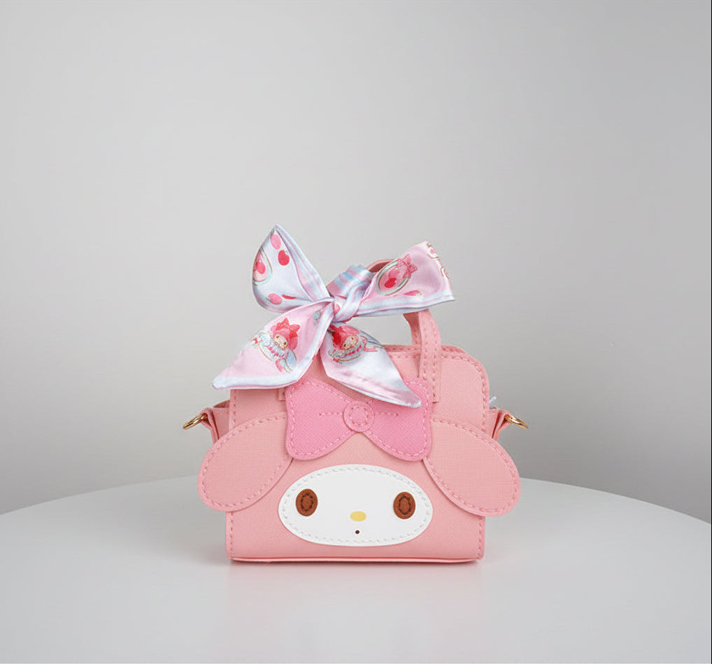 Cute Anime Character PU Leather Mini Crossbody Bag – Ribbon Edition