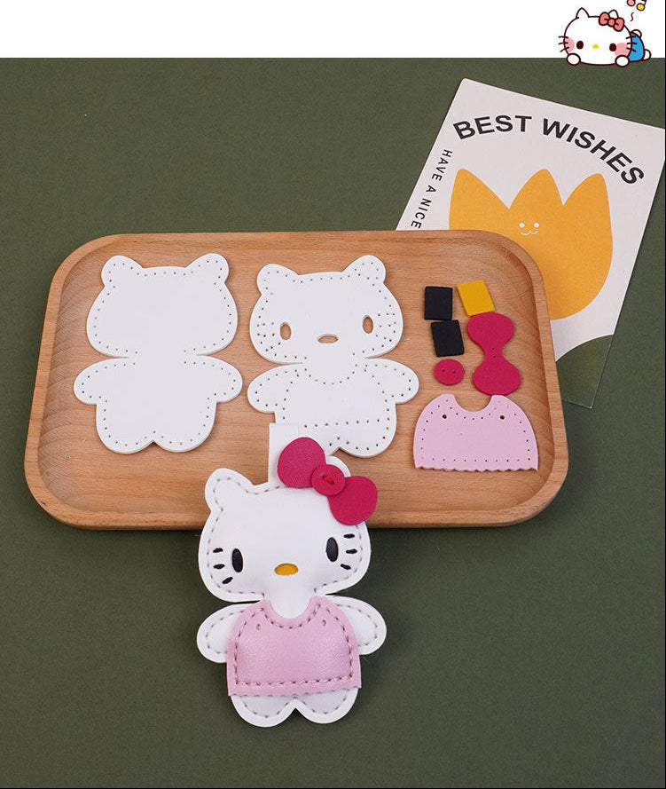 DIY Cartoon Kitten Leather Charm Craft Kit