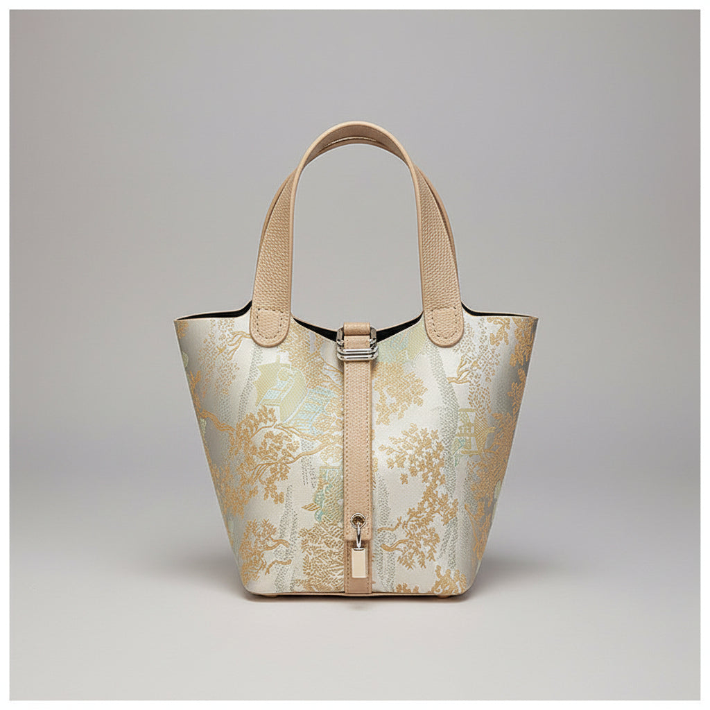 DIY Oriental Jacquard Minimalist Bucket Bag