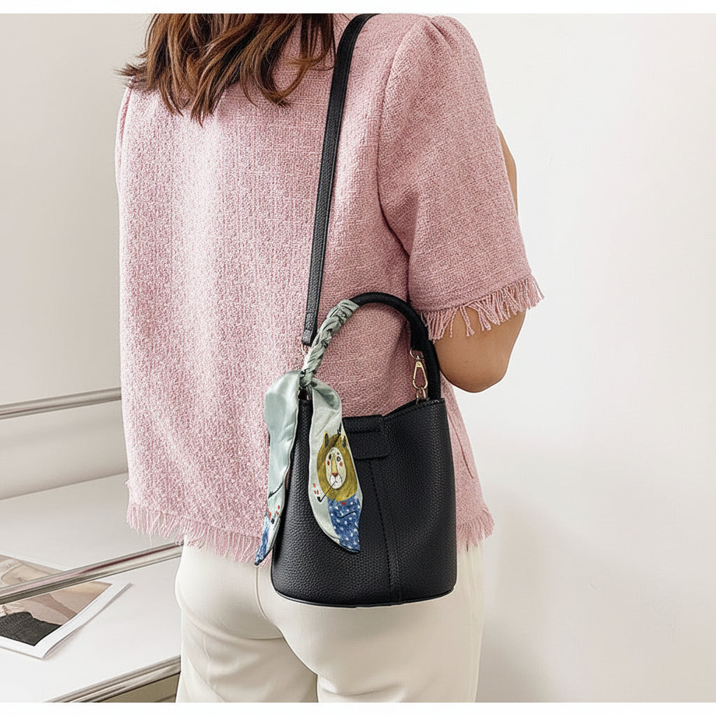 DIY Mini Bucket Bag with Silk Scarf