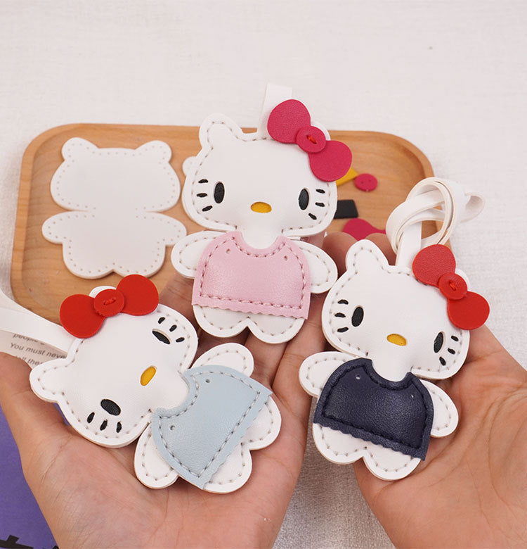 DIY Cartoon Kitten Leather Charm Craft Kit